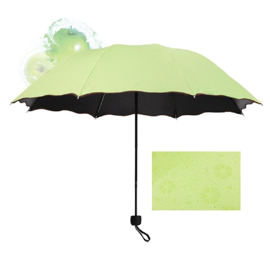 日傘 折りたたみ傘 UVカット 晴雨兼用 大判 軽量 濡れるとかわいい花柄が浮き出る傘 ヘアゴム セット  6色｜royal-pine｜08