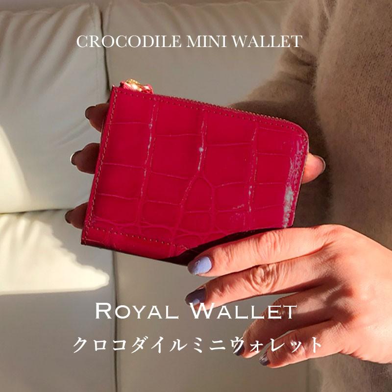 クロコダイル シャイニング 財布 ミニ財布 レディース L字ファスナー