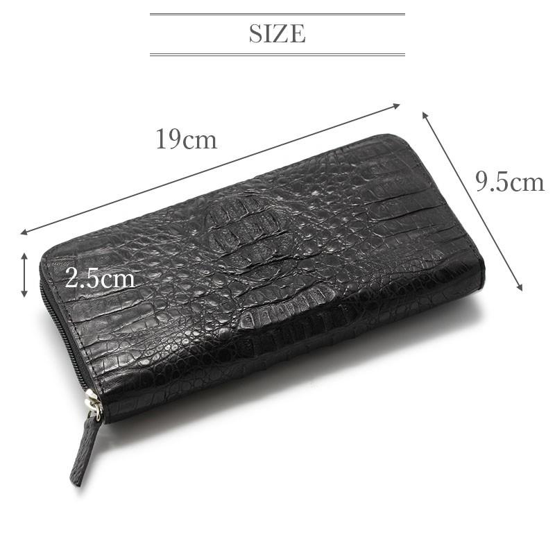 カイマン 財布 長財布 メンズ 鰐革 ワニ革 ラウンドファスナー 本革