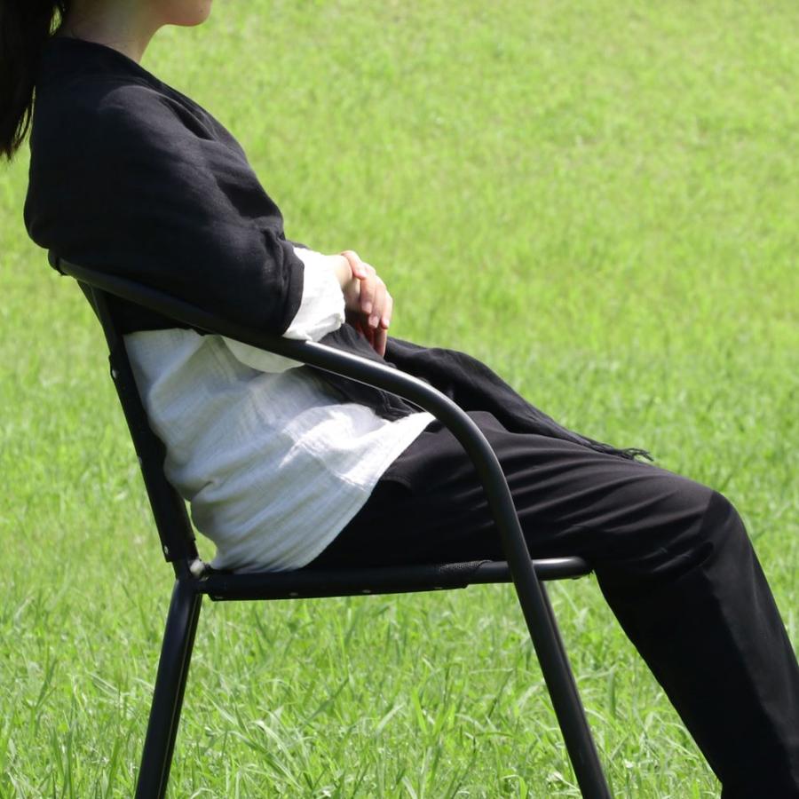 爆買 スタッキングチェア ブラック 2脚セット メッシュ 不二貿易