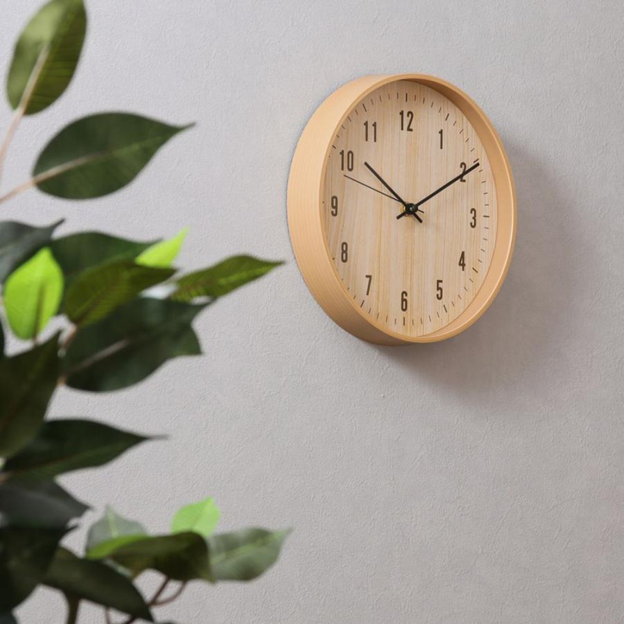 掛け時計 直径25cm ライフ 木目調 電池式 不二貿易 | 時計 壁掛け