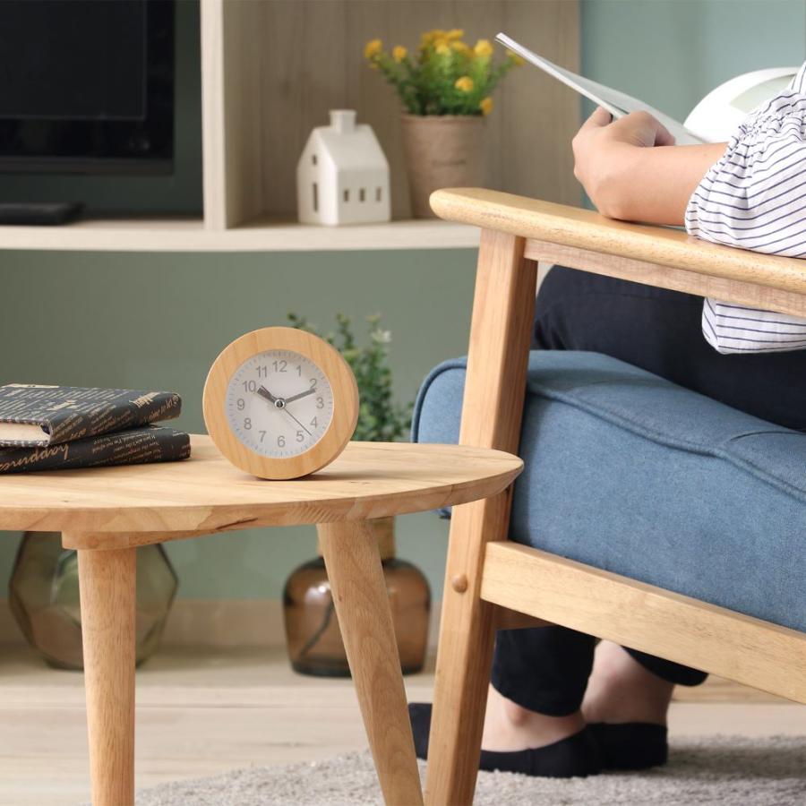置き時計 ウッド ラウンド 天然木 コンパクト 電池式 不二貿易 | 時計