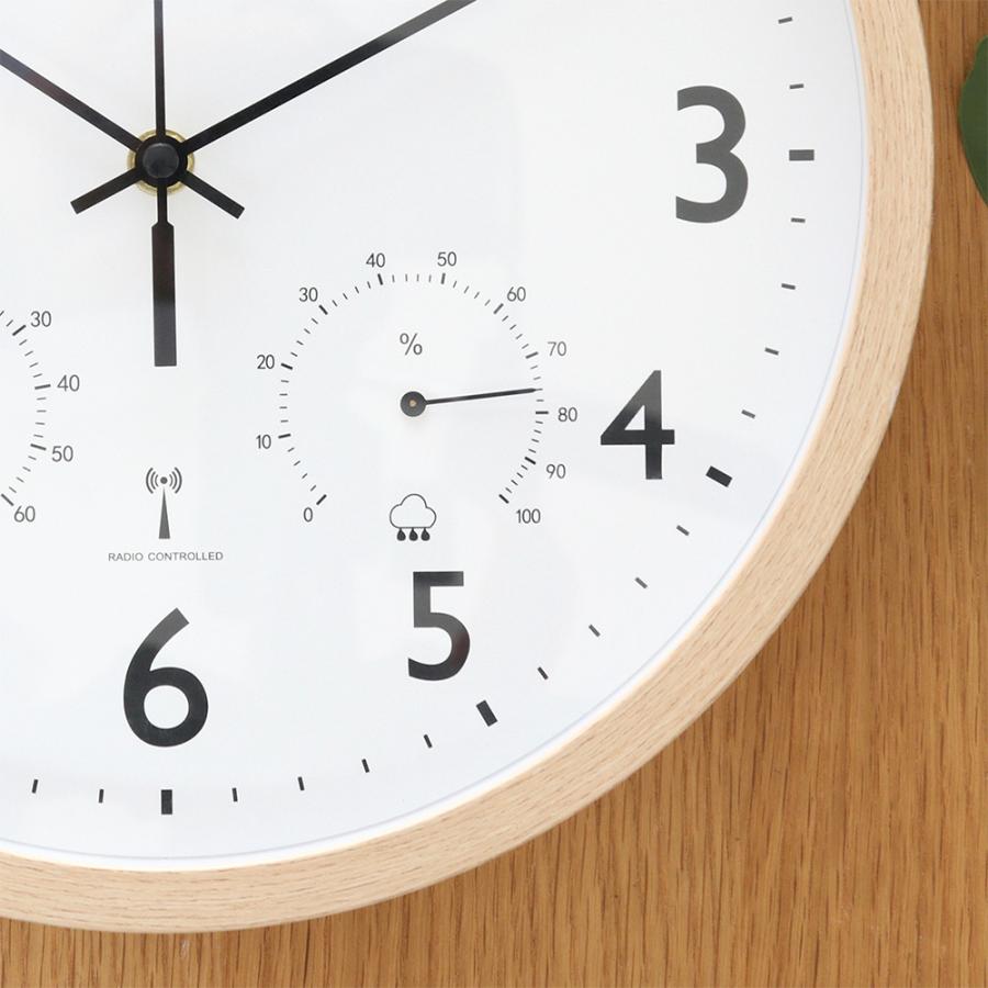 電波 掛け時計 直径30cm フォレスト 温湿度計付 電池式 不二貿易