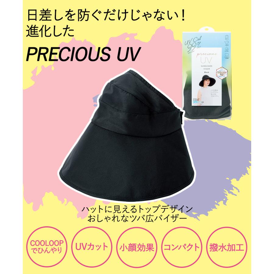 UVカット サンシェードバイザー ブラック PRECIOUS UV & COOLOOP PAD セット コジット | 帽子 紫外線 カット サンバイザー  通気性 紫外｜royal3000｜02