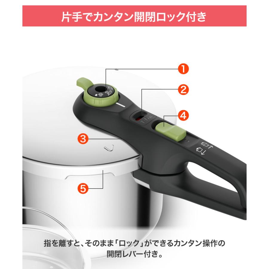 ティファール 圧力鍋 6.2L ガス火 IH対応 4-6人用 片手鍋 セキュア