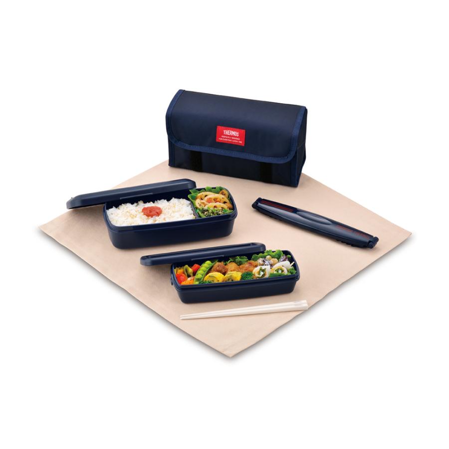 サーモス 弁当箱 2段 900ml ( 550ml ＋ 350ml ) 箸 保冷ケース セット