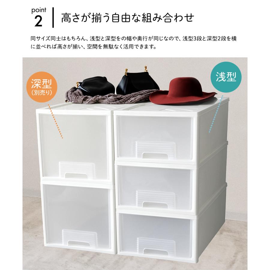 クローゼット 収納ケース 引き出し ファインコンテナ 浅型 6個セット