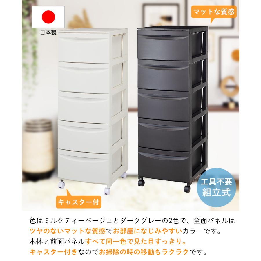 キャスター付 ルーセント スリムチェスト5段 平和工業 | 組立式 日本製 