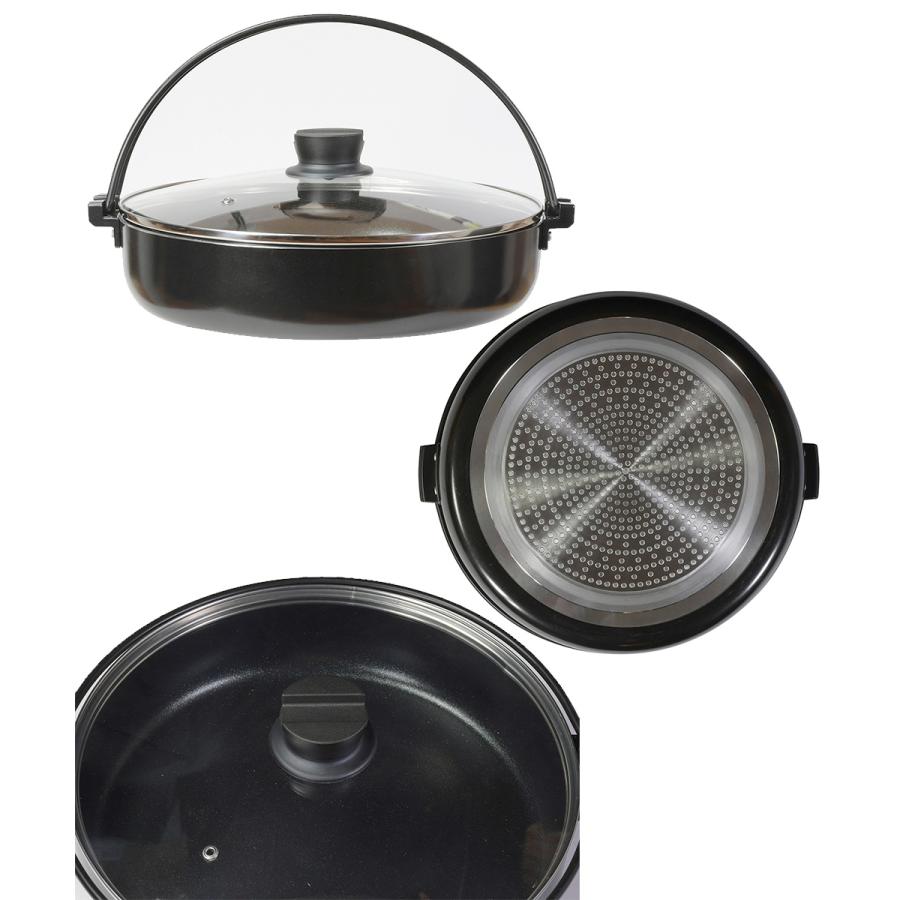 すきやき鍋 30cm ガラス蓋付 NQ-0064 ダイヤモンドコート IH ベストコ