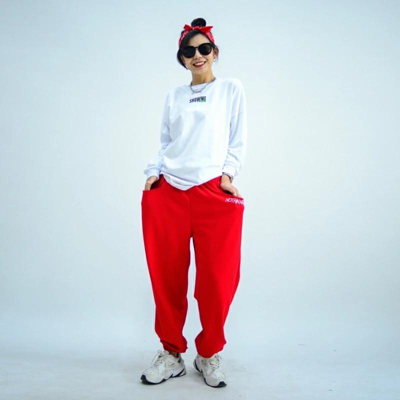 スウェットパンツ レッド 赤 ダンス 衣装 練習着 ヒップホップ ストリート Hiphop 大人 部屋着 韓国 Kpop レディース ガールズ 新作揃え