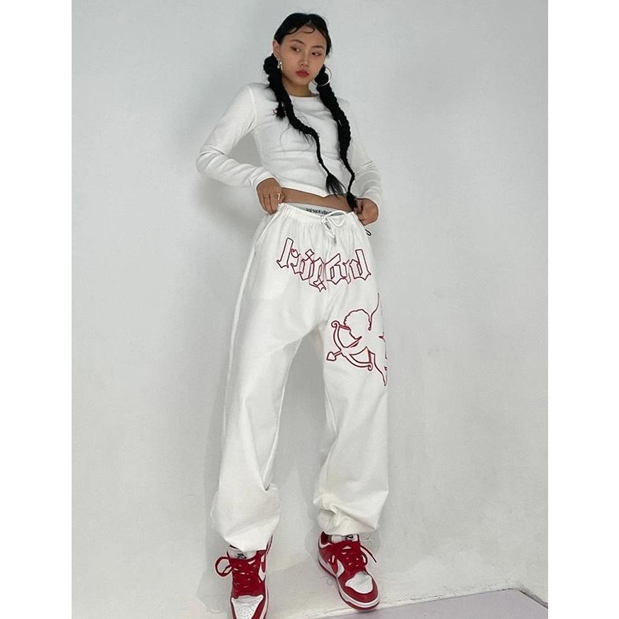 スウェットパンツ 白 ホワイト ダンス 衣装 練習着 部屋着 天使 Hiphop ヒップホップ ストリート 大人 韓国 Kpop ロングパンツ 綿 レディース ガールズ 最大57 Offクーポン