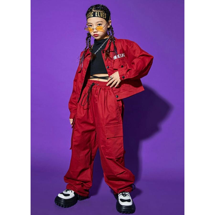 キッズ ダンス衣装 セットアップ ワインレッド 赤 長袖 キッズ ダンス衣装 セットアップ ワインレッド 赤 長袖