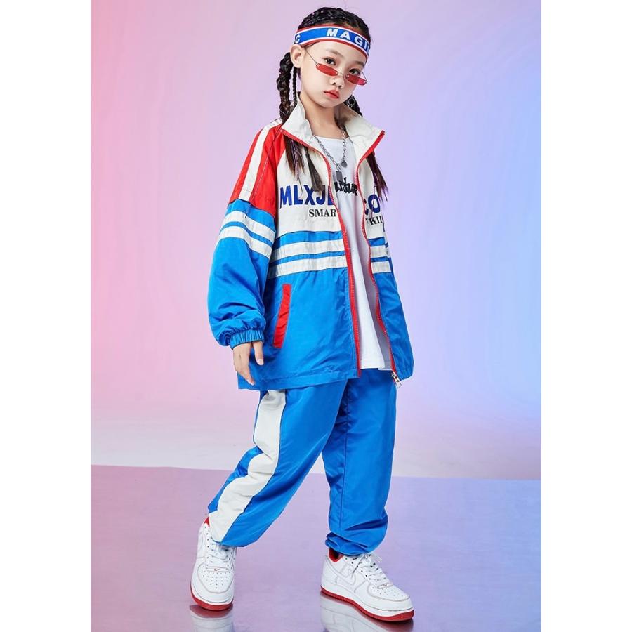 キッズダンス衣装 セットアップ シャカシャカ ウィンドブレーカー ブルー レッド 青 赤 ヒップホップ 長袖 トップス パンツ hiphop kpop 韓国 キッズダンス衣装 セットアップ シャカシャカ ウィンドブレーカー ブルー レッド 青 赤 ヒップホップ 長袖 トップス パンツ hiphop kpop 韓国