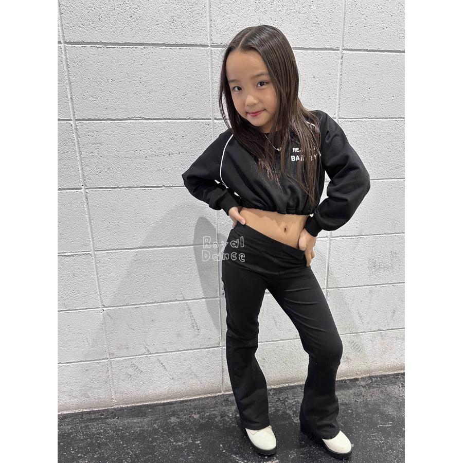 キッズ フレアパンツ 女の子 ダンス バレエ 練習着 普段着 ブラック 黒 ジャズダンス レッスン ストレッチ 部屋着 新体操 ブラック フィットネス レッスン着 | Royal Dance | 12