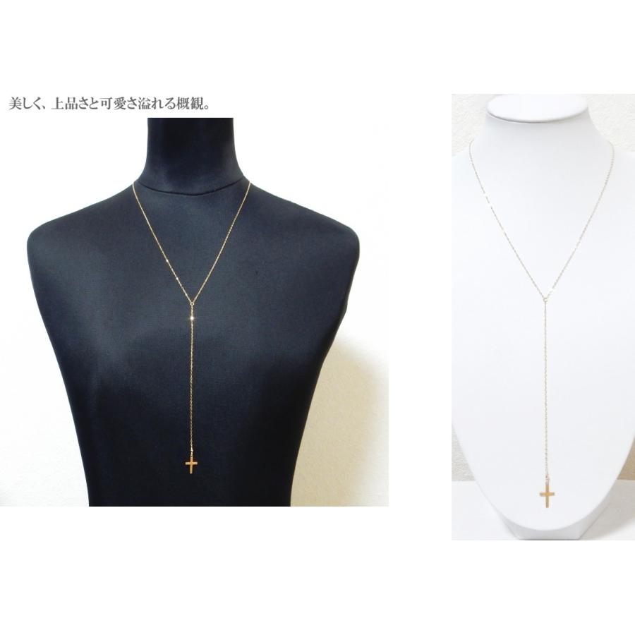 18金 k18 18k ロングネックレス レディース 十字架 クロス ロザリオ  