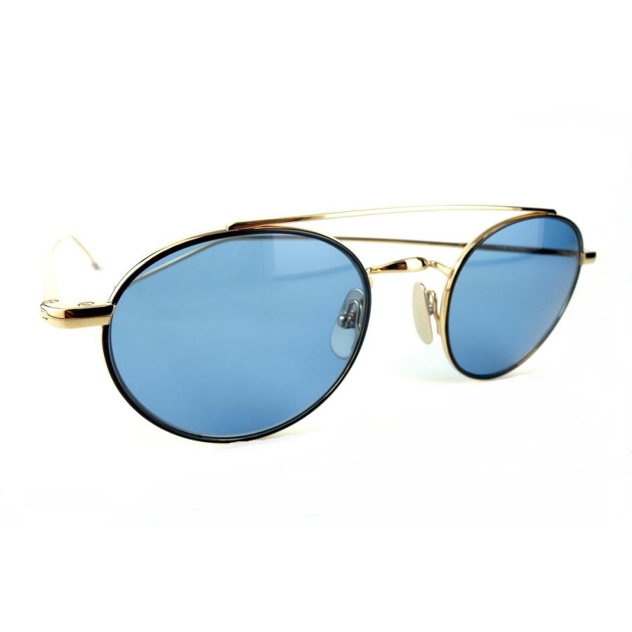THOM BROWNE トムブラウン サングラス メガネ ティアドロップ ゴールド 53□20-141 TB-109-C-T-GLD-NVY-53 美品 中古 58244 THOM BROWNE - THOM BROWNE トムブラウン サングラス メガネ ティア