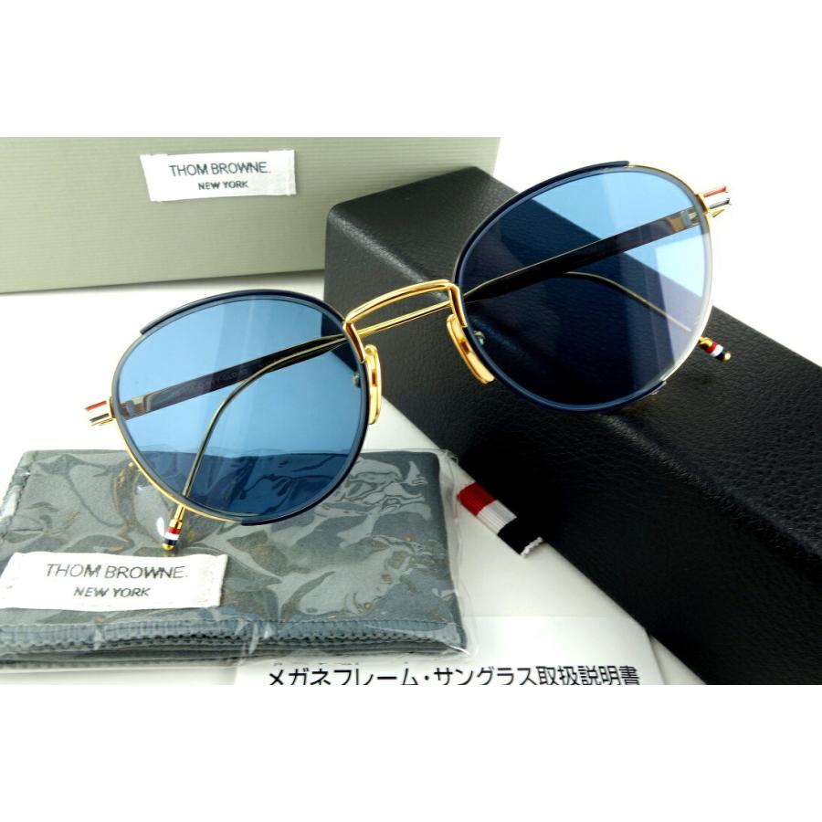 THOM　BROWNE.サングラス100%正規品‼️ THOM BROWNE/トムブラウンTB-106-C 50sizeNAVY-18kGOLDサングラス-国内