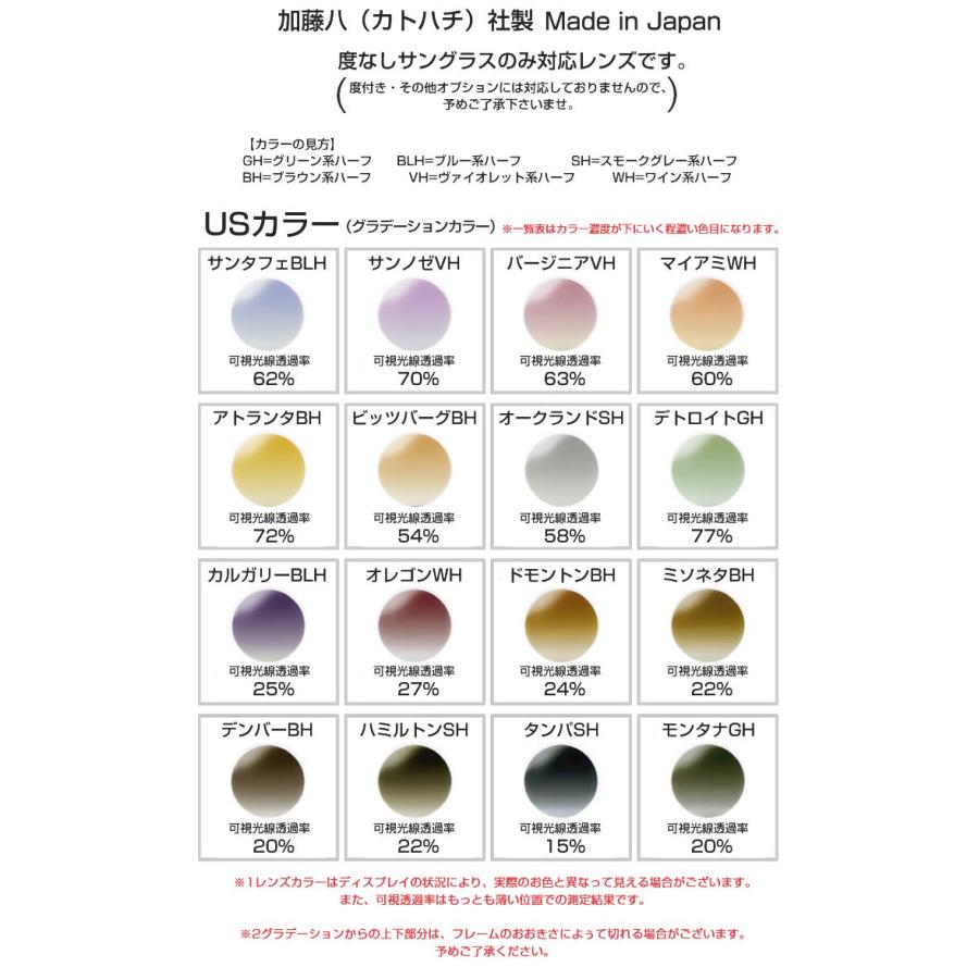 オプションカラーレンズ購入ページ加藤八（カトハチ）社製 Made in