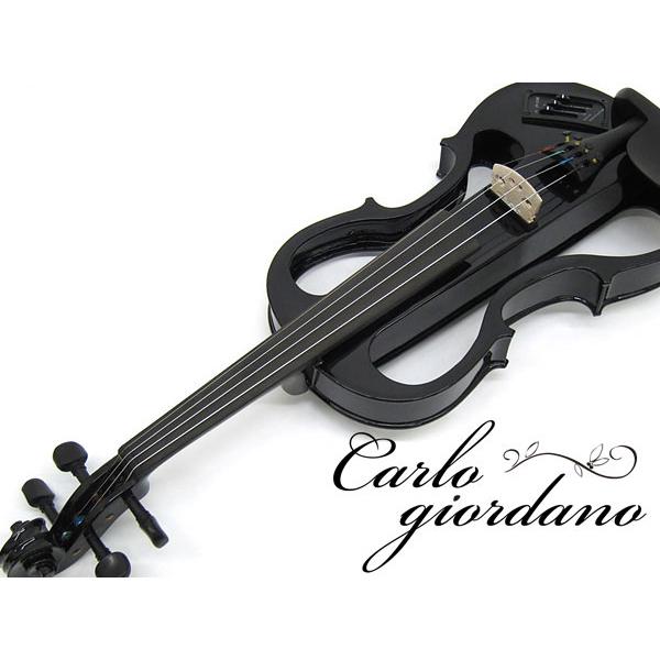 【10％OFF】 カルロジョルダーノ エレキヴァイオリン エレキバイオリンセット 黒 ブラック EV-202 バイオリン