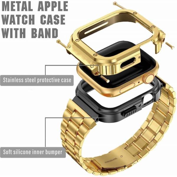 MioHHR Stainless Steel Watch Band with Case  Apple Watch Bands 44/45mm｜royalshoping01｜05