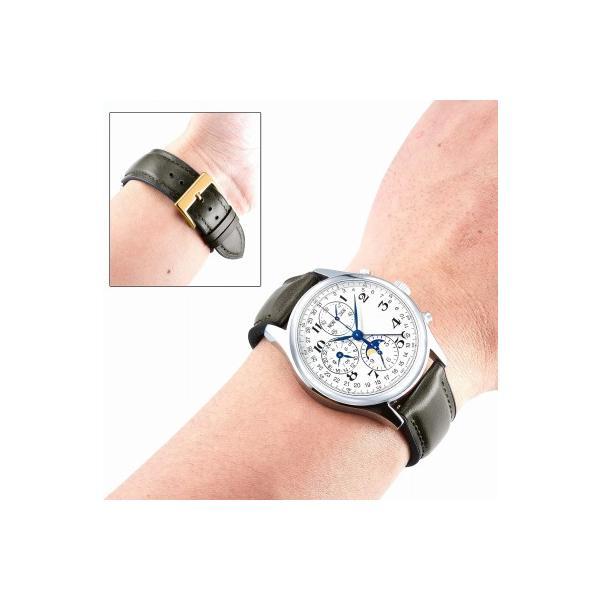 [BINLUN] 革時計ベルト   腕時計バンド 内側シリコン製 ウォッチバンド 交換ベルト 20mm（グリーン/ローズゴールド バックル）｜royalshoping01｜03
