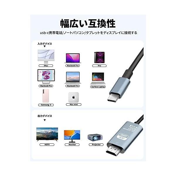 USB Type-C to HDMI 変換ケーブル【4K 60HZ USB Type C to HDMI 映像出力】2M｜royalshoping01｜06