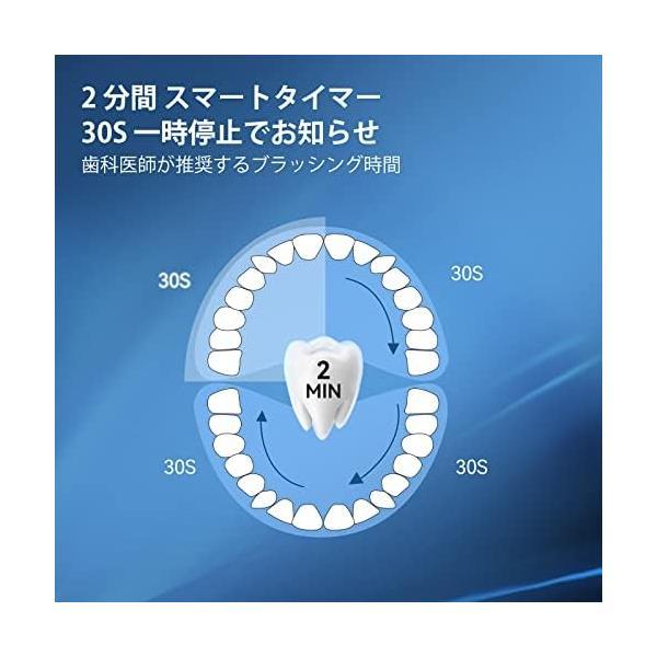 JTF 電動歯ブラシ 音波歯ブラシ 歯ブラシ P200 ソニック 電動歯磨き USB充電式 替えブラシ6本 ブラッシングモード5つ「ピンク」｜royalshoping01｜08