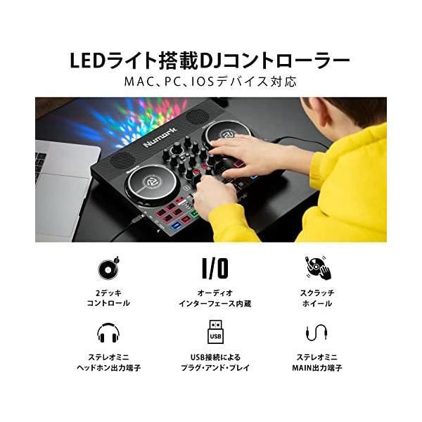 Numark DJコントローラー LEDライト搭載 スピーカー内蔵 iPhone Serato DJ Lite djay Pro AI対応｜royalshoping01｜02