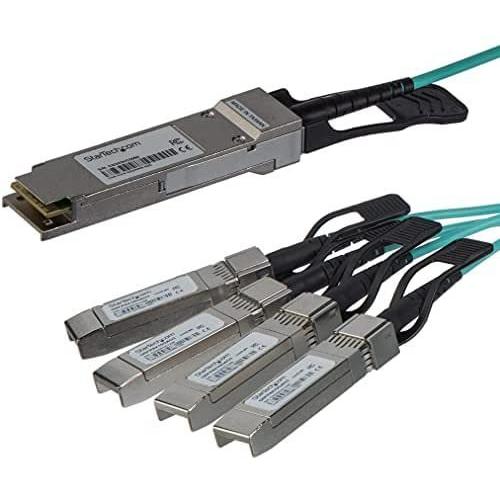 StarTech.com AOCブレークアウトケーブル/15m/Cisco製品QSFP-4X10G-AOC15M互換/アクティブ光ケーブル/C9300