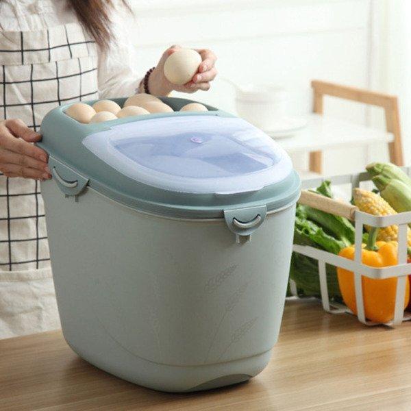蓋付き15kgパントリー保管気密米容器bpaフリー防湿ブルー 美品