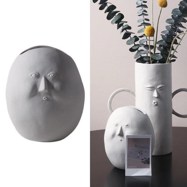 ミニマリズム人間の顔セラミックドライフラワー花瓶写真小道具彫刻ホームd ミニマリズム人間の顔セラミックドライフラワー花瓶写真小道具彫刻ホーム 独創的