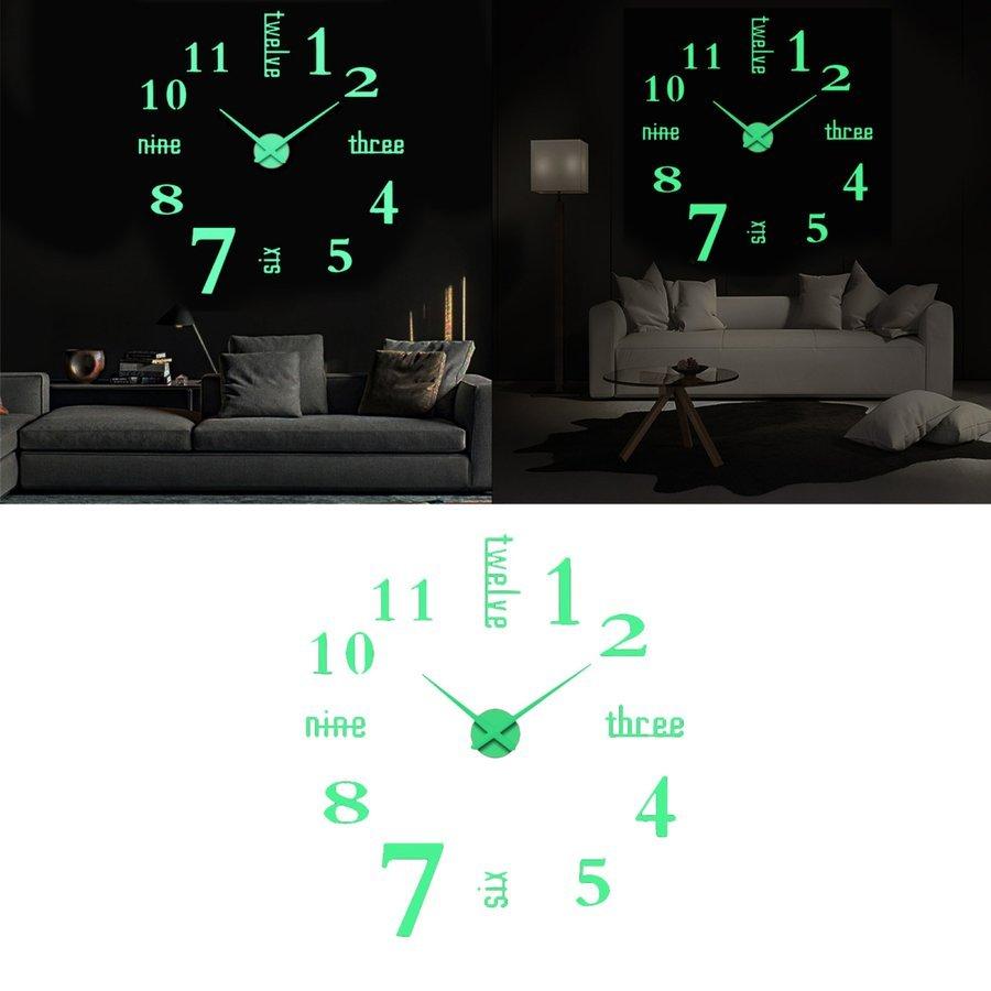 壁ルミナス時計DIY3Dステッカーモダンホームバー装飾時計B 誠実