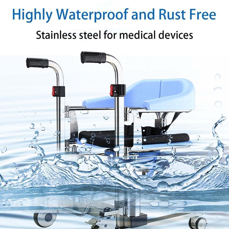 お買い得！ 患者リフト 患者リフト、ポータブル移送リフター 180°分割シート付き多機能シャワーチェア、家庭用ポータブル輸送車椅子ベッドサイド便器椅子 【QGW1624135951】(58573円)