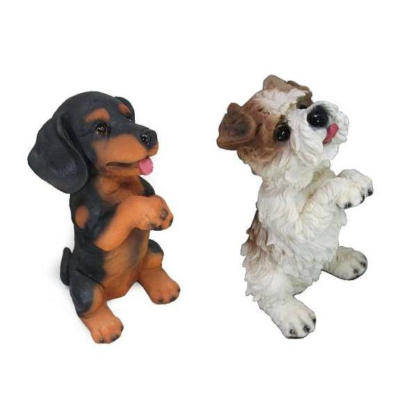 B品(多少の小傷)/犬付きガラステーブル/陶器犬/定価24000円/子犬の置物 送料無料】アウトレット品/犬付きガラステーブル/犬のテーブル/陶器