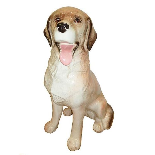 犬の置物 ゴールデンレトリバー陶器製/戌年/犬オブジェ/犬の置物※別倉庫発送 犬