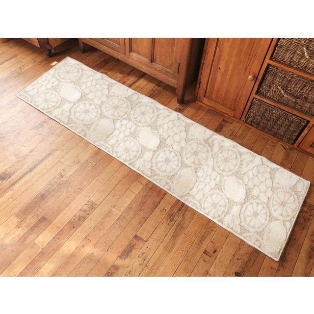 キッチンマット　Ｍサイズ（180cm×50cm）トレボン　アイボリー