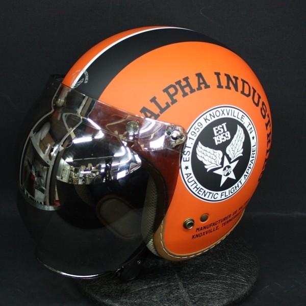 バブルミラーシールド付 Alpha industries STEALTH JET ヘルメット ALVH-1621 ブラック/オレンジ｜rpsksp
