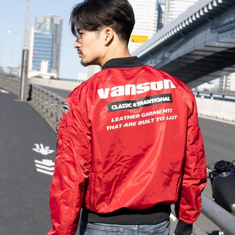 VANSON（バンソン） SVS2403S ナイロン MA-1ジャケット レッド Mサイズ