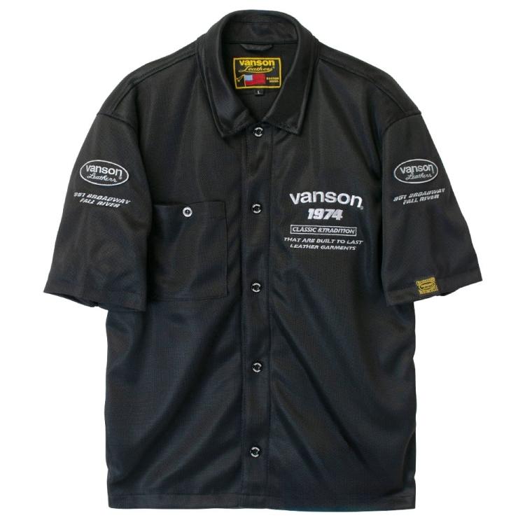 VANSON TVS2305S ワークシャツ ブラック/アイボリー サイズM 【公式通販】