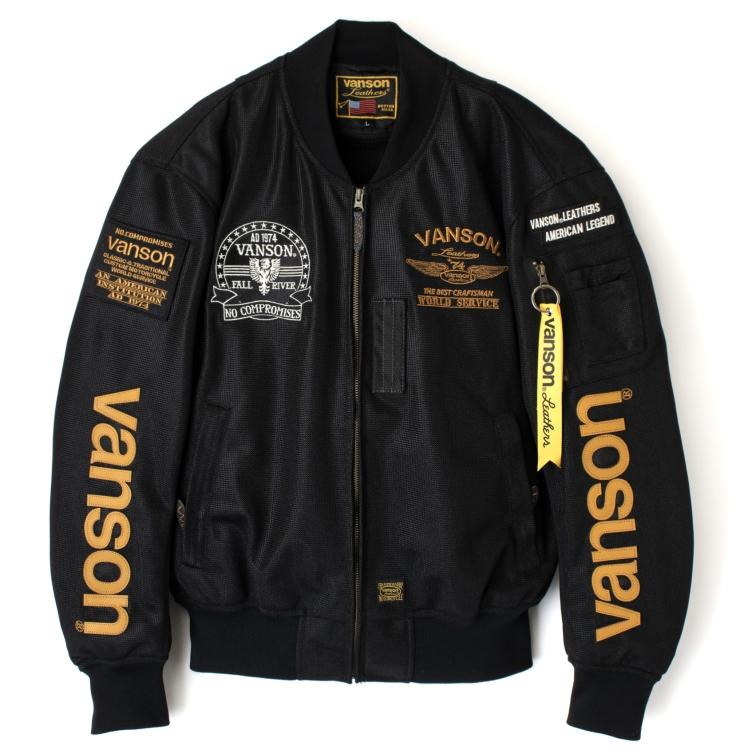VANSON MA1タイプメッシュライダースジャケットXL VANSON（バンソン） 【在庫あり 即納】VANSON XLサイズ メッシュ MA-1