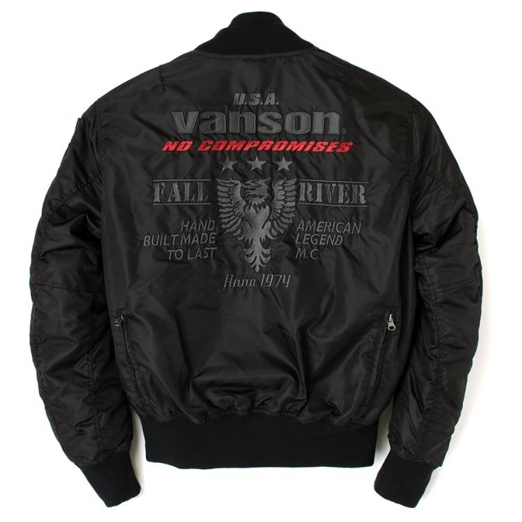 vanson　バンソン　ブラック ジャンパー　ＸＬ VANSON 【在庫あり 即納】バンソン XLサイズ VS23109W MA-1