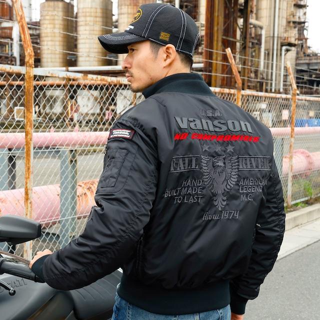vanson　バンソン　ブラック ジャンパー　ＸＬ VANSON 【在庫あり 即納】バンソン XLサイズ VS23109W MA-1