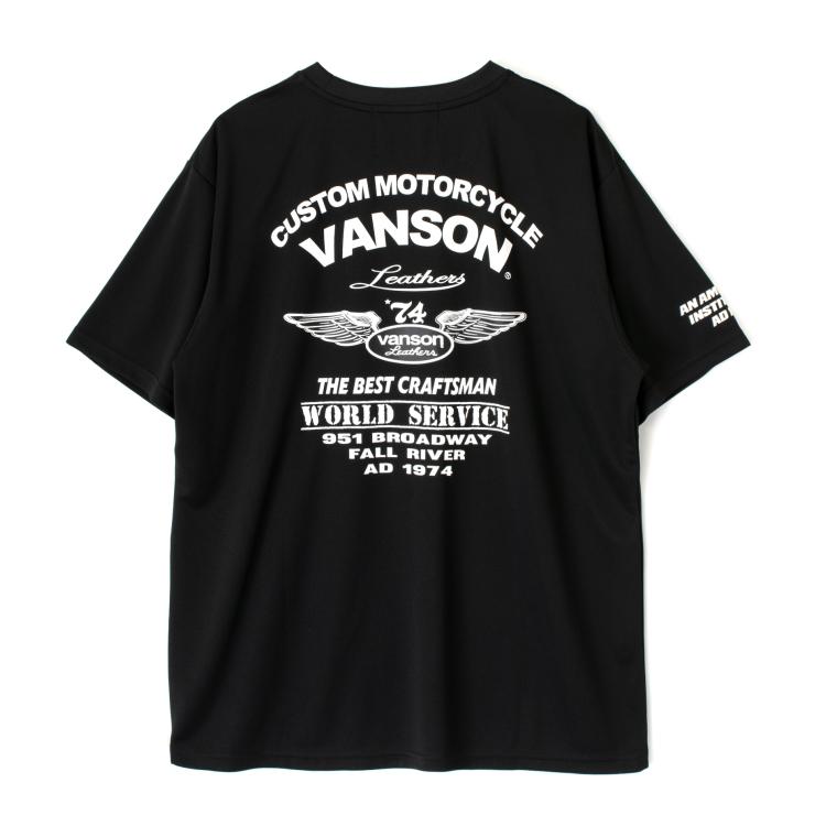 【在庫あり 即納】Lサイズ バンソン VANSON ドライ メッシュTシャツ VS23806S ブラック/ホワイト L 吸汗/速乾｜rpsksp｜02