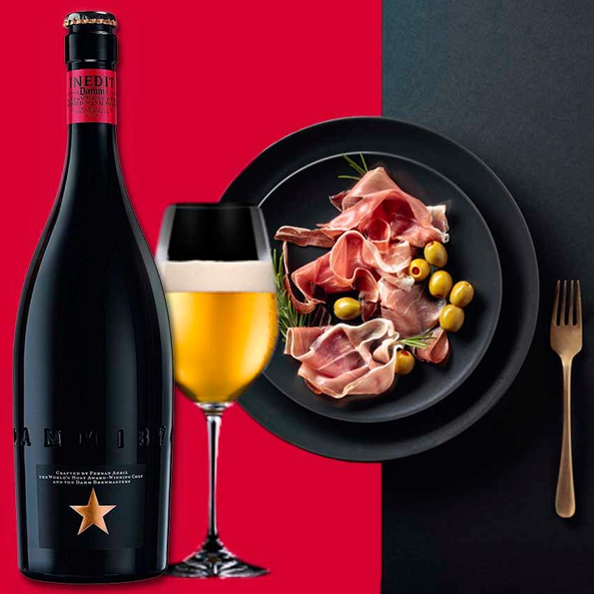 オンライン限定商品 生ハム 原木 ビール セット スペイン高級 イネディット750ml 1本 800g ハモンセラーノグランレセルバホルダーセット