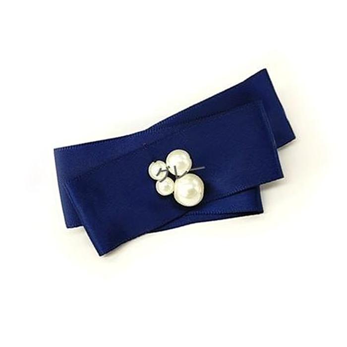 パール＆サテン リボン バレッタ プチプラ 可愛い ミニリボン 秋冬