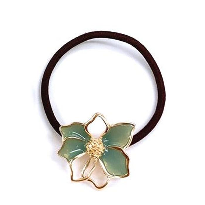 ヘアゴム おしゃれ デザイン ポニー フラワー お花 プチプラ ゴールド