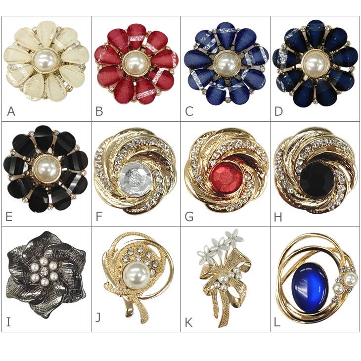 ブローチ マグネット 穴が開かない 強力 サークル ビジュー クリスタル