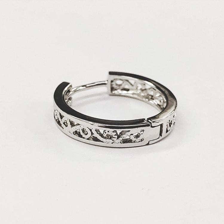 ピアス フープ 大きめ メンズ 透かし シルバー925 ワンタッチピアス