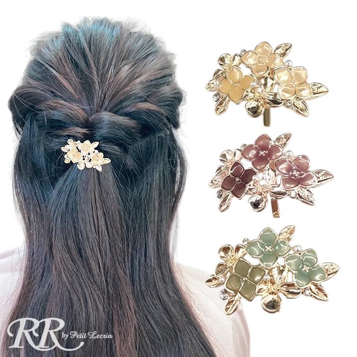 ポニーフック フラワー お花 メタル ヘアカフ ヘアカフス ヘアフック