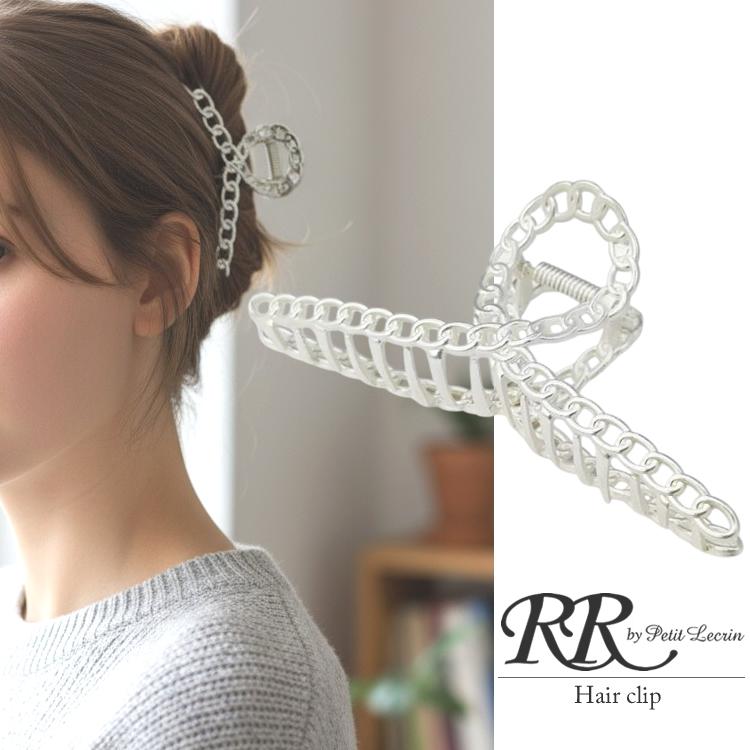 おしゃれ マット シルバー 金属 ヘアクリップ メタル バンスクリップ